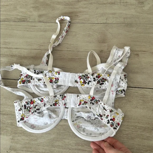 NWOT  Bundle of 2 Disney MICKEY UNLIMITED underwire Bra 100% cotton Vintage 34B - Picture 3 of 5